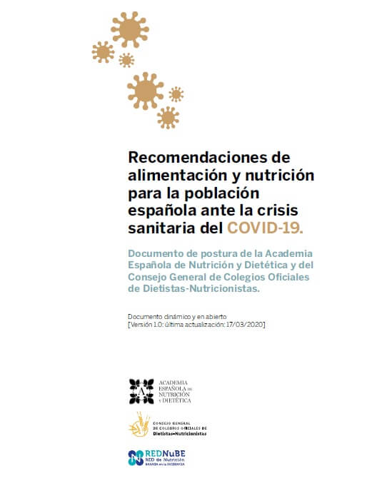 Recomendaciones de alimentación y nutrición para la población española ante la crisis sanitaria del COVID-19