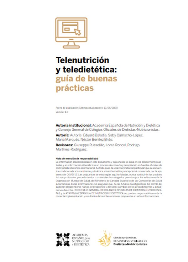 Telenutrición y teledietética: guía de buenas prácticas