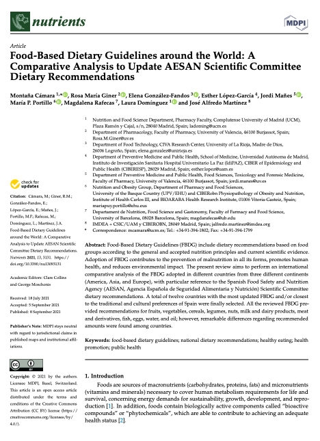 Food-Based Dietary Guidelines around the World: A Comparative Analysis to Update AESAN Scientific Committee Dietary Recommendations