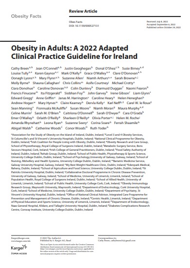 Obesity in Adults: A 2022 Adapted Clinical Practice Guideline for Ireland