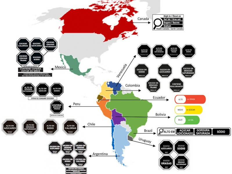 Adopción de advertencias nutricionales en la Región de las Américas