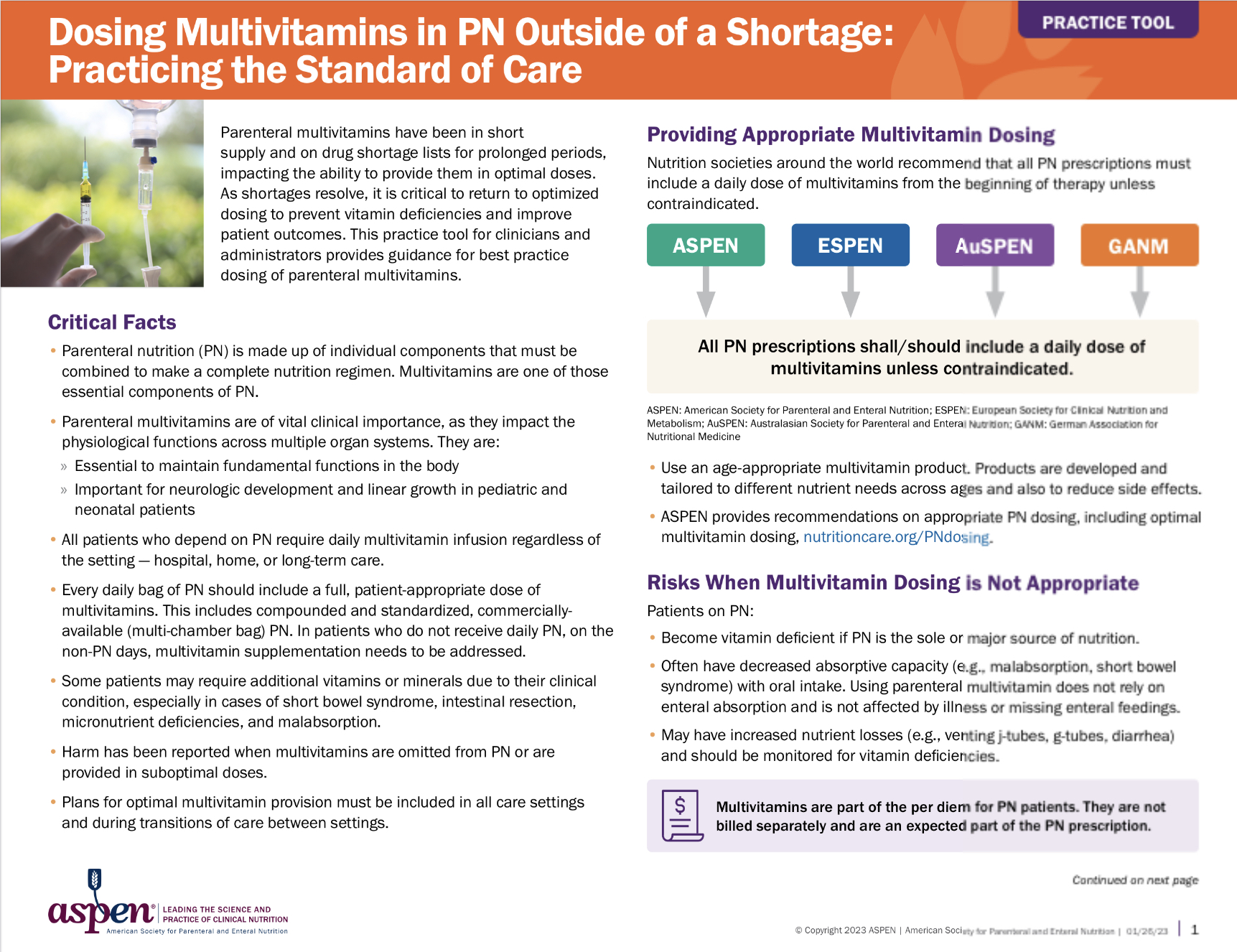 Dosing Multivitamins in PN outside of a shortage: practicing the standard of Care