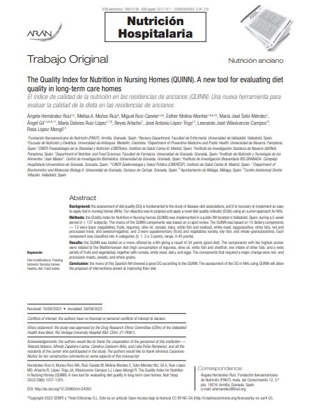 The Quality Index for Nutrition in Nursing Homes (QUINN). A new tool for evaluating diet quality in long-term care homes