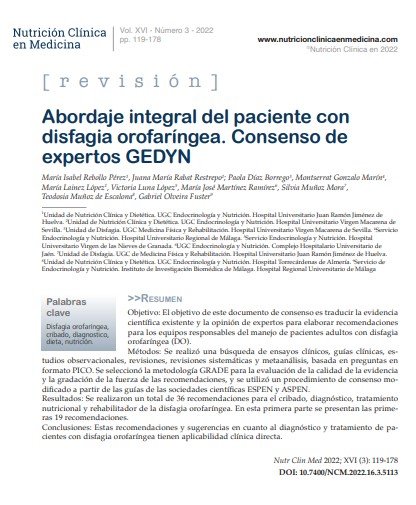 Abordaje integral del paciente con disfagia orofaríngea. Consenso de expertos GEDYN