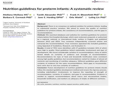 Directrices nutricionales para lactantes prematuros.