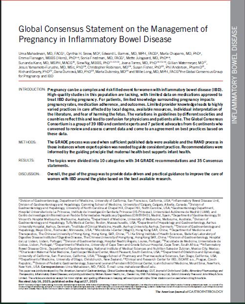 Global Consensus Statement on the Management of Pregnancy in Inflammatory Bowel Disease