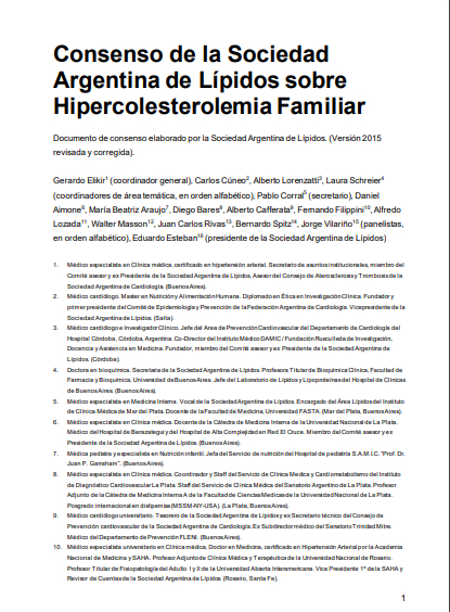 Consenso de la Sociedad Argentina de Lípidos sobre Hipercolesterolemia Familiar