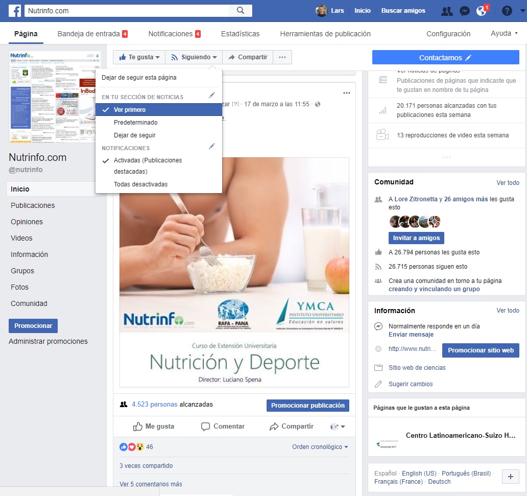 Para continuar viendo nuestros posts de Facebook (anuncios de becas, sorteos, cursos)...