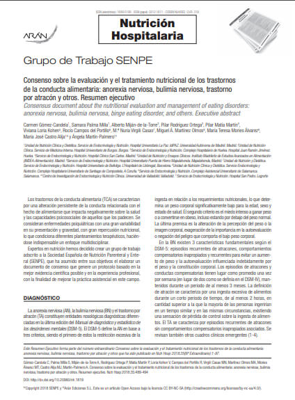 Consenso sobre la evaluación y el tratamiento nutricional de los trastornos de la conducta alimentaria: anorexia nerviosa, bulimia nerviosa, trastorno por atracón y otros. Resumen ejecutivo